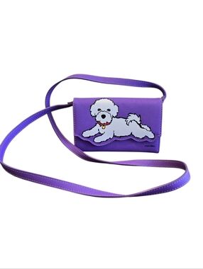 Marc Tetro Bichon Frise Purple Faux Leather Crossbody Walket Bag